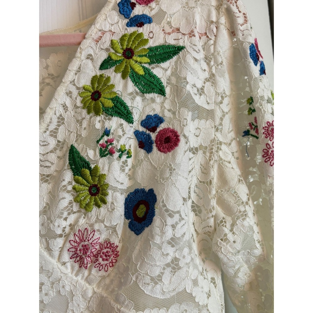 Tracy Reese x Anthropologie Embroidered Lace Dress Size 8 White Boho Romantic - Picture 6 of 11